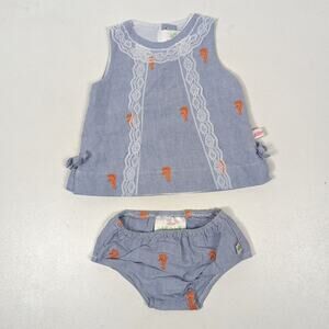 Lolly Wolly Doodle Dress Baby Girls Size 0-3m Blue Seahorse Embroidered Boutique